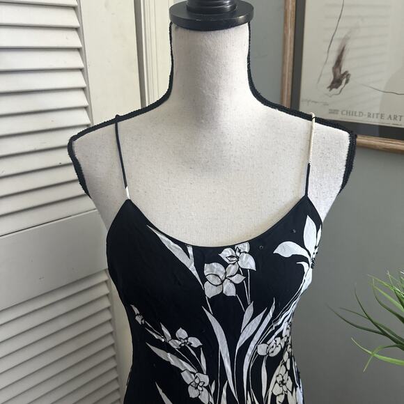 EVA BLUE Dress Womens 10 Black Floral Strappy Midi Asymmetric Fairy Grunge Y2K - Picture 2 of 11